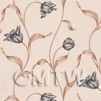 Dolls House Miniature Climbing Pale Black Flower Wallpaper