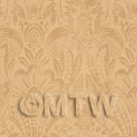 Dolls House Miniature Intricate Pale Gold On Beige Wallpaper