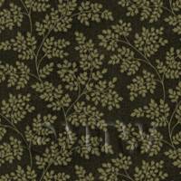 Dolls House Miniature Green Leaves On Olive Wallpaper