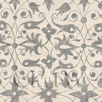 Dolls House Miniature Grey Wood Cut Print Style Wallpaper