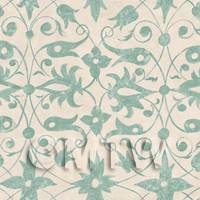 Dolls House Miniature Green Wood Cut Print Style Wallpaper