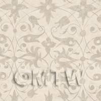 Dolls House Miniature Beige Wood Cut Print Style Wallpaper