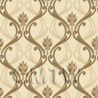 Pack of 5 Dolls House Miniature Gold Classic Wallpaper Design 
