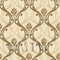 Dolls House Miniature Gold Classic Wallpaper Design 