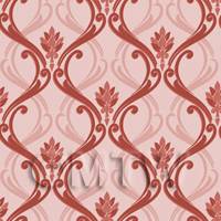 Dolls House Miniature Red Classic Wallpaper Design 