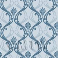 Dolls House Miniature Ink Blue Classic Wallpaper Design 