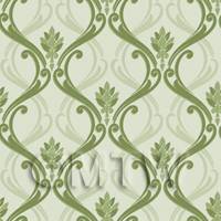 Pack of 5 Dolls House Miniature Sage Green Classic Wallpaper Design 