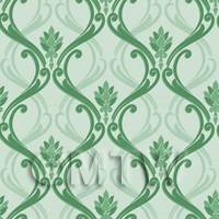 Dolls House Miniature Green Classic Wallpaper Design 