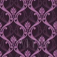 Dolls House Miniature Purple Classic Wallpaper Design 