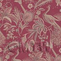 1/12th scale - Pack of 5 Dolls House Miniature Gold Peacock On Red Wallpaper