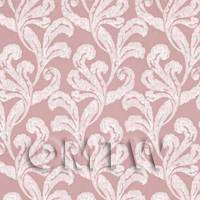 Dolls House Miniature Pale Red Furled Leaf Wallpaper