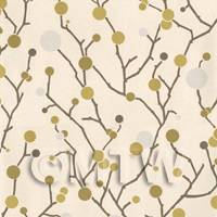 Dolls House Miniature Pale Brown Styalised Branches Wallpaper