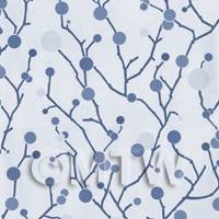 Dolls House Miniature Ink Blue Styalised Branches Wallpaper