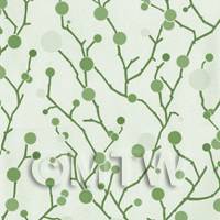 Dolls House Miniature Pale Green Styalised Branches Wallpaper