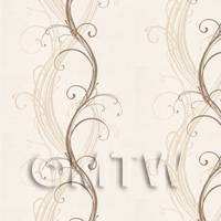 Dolls House Miniature Pale Brown Elegant Swirls Wallpaper