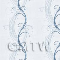 Pack of 5 Dolls House Miniature Pale Blue Elegant Swirls Wallpaper