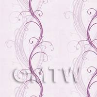 1/12th scale - Pack of 5 Dolls House Miniature Pale Indigo Elegant Swirls Wallpaper