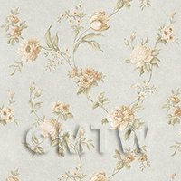 Pack of 5 Dolls House Mixed White Flowers On Pale Blue Wallpaper Sheets