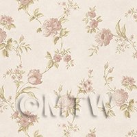 Pack of 5 Dolls House Miniature Mixed Pale Pink Flowers On White Wallpaper 