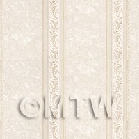 Dolls House Miniature Ornate Pale Beige Striped Wallpaper 