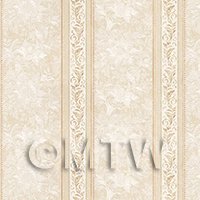 Dolls House Miniature Ornate Light Brown Striped Wallpaper 