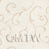 Dolls House Miniature Styalised Light Brown Swirls Wallpaper 