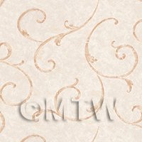 Dolls House Miniature Styalised Pale Red Swirls Wallpaper 