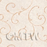 Dolls House Miniature Styalised Pale Red Swirls Wallpaper 