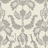 Pack of 5 Dolls House Miniature Heraldic Style Dark Grey Design Wallpaper 