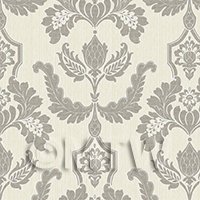 Dolls House Miniature Heraldic Style Dark Grey Design Wallpaper 