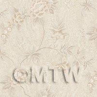 Dolls House Miniature Pale Cream Trailing Flower Design Wallpaper 