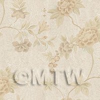 Dolls House Miniature Fawn Colour Trailing Flower Design Wallpaper 