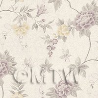 Pack of 5 Dolls House Miniature Pale Purple Trailing Flower Design Wallpaper 
