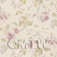 Dolls House Miniature Pale Violet Mixed Flower Design Wallpaper 