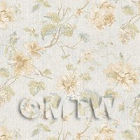 Dolls House Miniature Pale Yellow Mixed Flower Design Wallpaper 