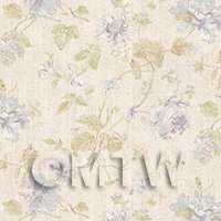Pack of 5 Dolls House Pale Blue Mixed Flower Design Wallpaper Sheets