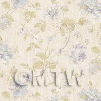 Dolls House Miniature Pale Blue Mixed Flower Design Wallpaper 