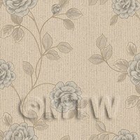 Dolls House Miniature Powder Blue Climbing Rose Wallpaper 