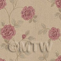 Pack of 5 Dolls House Dark Pink Climbing Rose Wallpaper Sheets
