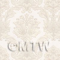 Dolls House Miniature Cream Damask Style Wallpaper 