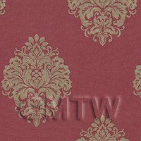 Dolls House Miniature Gold Floral Diamond On Burgandy Wallpaper 