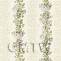 Pack of 5 Dolls House Miniature Pale Violet Climbing Rose Stripe Wallpaper 