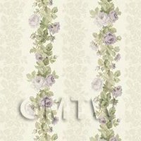 Dolls House Miniature Pale violet Climbing Rose Stripe Wallpaper 