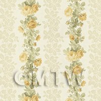 Pack of 5 Dolls House Yellow Climbing Rose Stripe Wallpaper Sheets