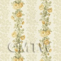 Dolls House Miniature Yellow Climbing Rose Stripe Wallpaper 