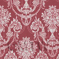 Dolls House Miniature Burgandy Chandelier Damask Wallpaper 