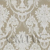 Pack of 5 Dolls House Miniature Pale Chocolate Chandelier Damask Wallpaper 
