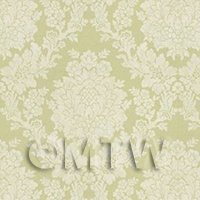 Pack of 5 Dolls House Miniature Pale Sage Floral Damask Wallpaper 