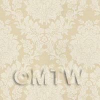 Dolls House Miniature Pale Peach Floral Damask Wallpaper 