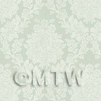 Pack of 5 Dolls House Miniature Pale Green Floral Damask Wallpaper 